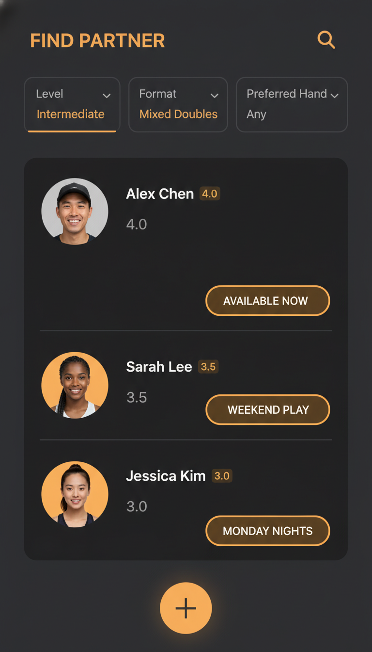 Arena app Find Partner screen